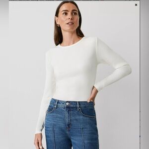 NWT Ann Taylor Long Sleeve Ribbed Top Size L